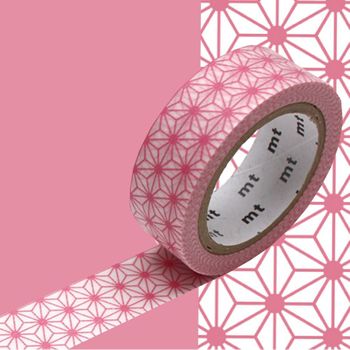 Cinta Adhesiva Decorativa Estrellas Asanoha - Rosa Pastel - 1,5 Cm X 7