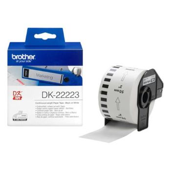 Etiqueta Brother Dk22223 Cinta Papel Continuo Adhesiva Removible Blanca 50 M