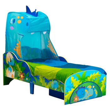 Cama De Niño Cajón Dinosaurios Azul Verde 142x77x138 Cm Worlds Apart