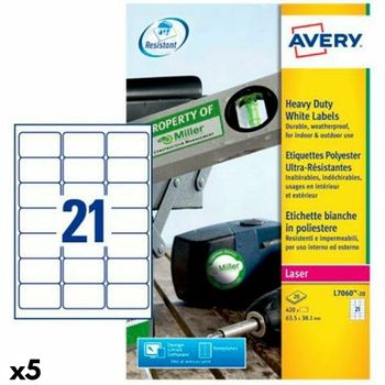 Etiquetas Para Impresora Avery Blanco 20 Hojas 63,5 X 38,1 Mm (5 Unidades)