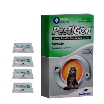 Caja 4 Pipetas Pestigon Para Gatos Anti Pulgas Y Garrapatas