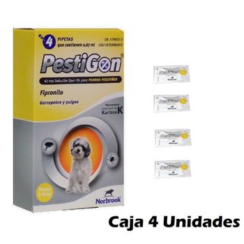 Caja 4 Pipetas Pestigon Perros 2-10kg Anti Pulgas Y Garrapatas