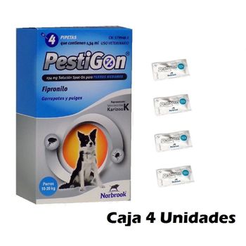 Caja 4 Pipetas Pestigon Perros 10-20kg Anti Pulgas Y Garrapatas