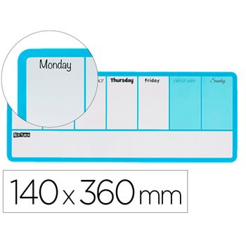 Planificador Semanal Nobo Magnetico Color Azul 140x360 Mm