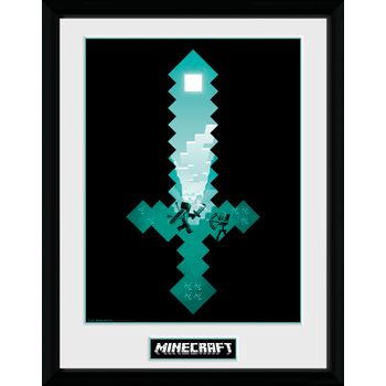 Fotografía Enmarcada Minecraft Espada De Diamantes 30x40 Cm