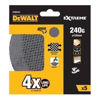 Pack 5 Lijas De Malla Ø125mm Grano: 240 Para Lijadoras Rotoorbitales Dtm3107-qz Dewalt