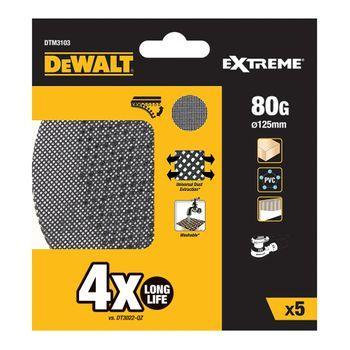 Pack 5 Lijas De Malla Ø125mm Grano: 80 Para Lijadoras Rotoorbitales Dtm3103-qz Dewalt