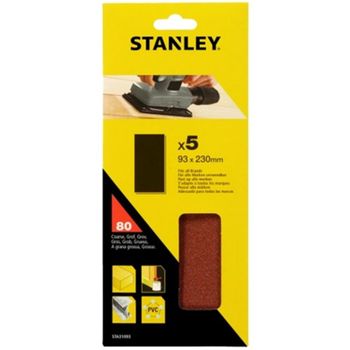 Hoja Lija Orbital 093x230mm No Perforadas Gr80 Stanley 5 Pz