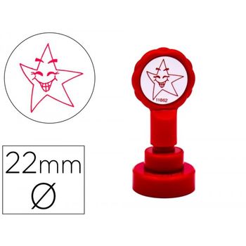 Sello Artline Emoticono Estrella Color Rojo 22 Mm Diametro