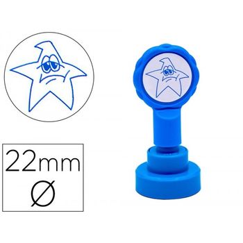 Sello Artline Emoticono Estrella Triste Color Azul 22 Mm Diametro