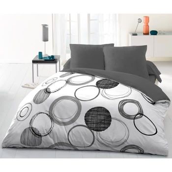 Funda Nórdica Vision Lenny - 100% Algodón - 1 Funda Nórdica 220 X 240 Cm +  2 Fundas De Almohada 65 X 65 Cm - Gris con Ofertas en Carrefour