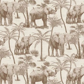 Papel De Pared Bosque De Elefantes Beige Dutch Wallcoverings