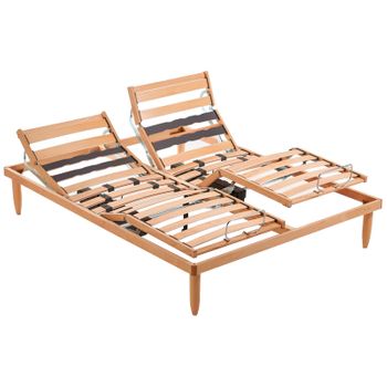 Somier Cama Articulado De Láminas Natural Regulable - 90x182 Cm