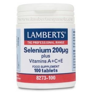 Selenio 200 Μg Con Vitamina A+c+e Lamberts, 100 Tabletas