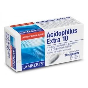 Acidophilus Extra 10. Lamberts 30 Cápsulas