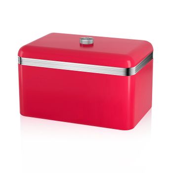 Retro Panera De Mesa Para Guardar Pan, Bollería, 18l, Diseño Vintage, Bread Bin Caja Metal Rojo  Swan Swka1010rn