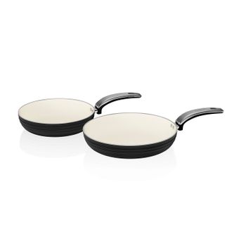 Retro Batería Cocina 3 Cazos 16-18-20cm, Tapas Vidrio, Inducción  Antiadherente Cerámica Vintage Crema Swan Swps3020cn con Ofertas en  Carrefour