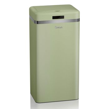 Retro Cubo Basura, Sensor Apertura Y Cierre Automático, Metálico, Capacidad 45l, Vintage Verde  Swan Swka4500gn