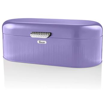 Retro Bin Panera De Mesa Para Guardar Pan, Bollería, Diseño Vintage, Bread Bin, Caja Metal Morado  Swan Swka1014purn