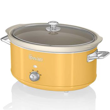 Retro Olla Cocción Lenta, 6,5l, Recipiente Extraíble Antiadherente Cerámica Libre Pfoa, Vintage Amarillo 320w Swan Sf17031yelneu