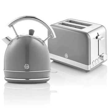 Swan Retro STRP2070CNEU Set Desayuno Hervidor Agua + Tostadora + Microondas  800W Crema, PcComponent