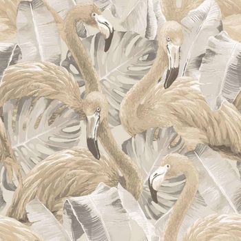 Papel Pintado Flamingo And Monstera Beige Noordwand