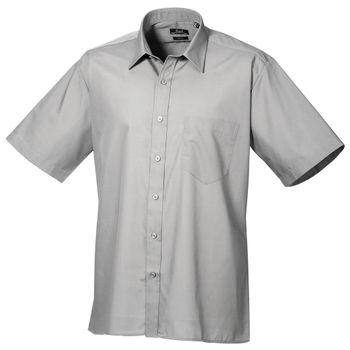 Premier - Camisa Lisa De Manga Corta De Caballero/hombre Diseño Formal Tejido Papelina