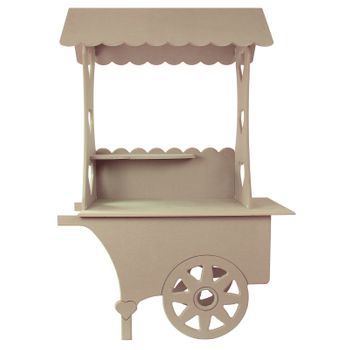 Kukoo Carrito De Dulces De Madera Mdf 199cm Para Matrimonio, Cumpleaños Y Bautismo