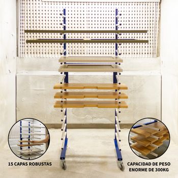 T-mech Carro De Secado Por Pulverización Azul Estantería Taller 175x35x66x55cm