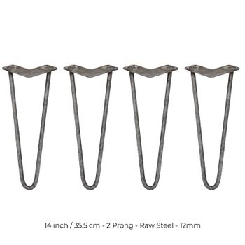 4 Patas De Horquilla Skiski Legs 35,5cm Acero Natural 2 Dientes 12mm