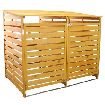 vidaXL Cobertizo triple para cubo de basura madera acacia