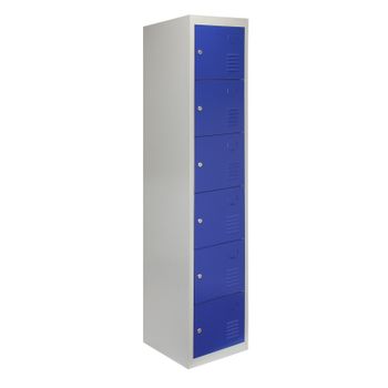 Metal Storage Lockers - Six Doors, Flatpacked, Blue F1