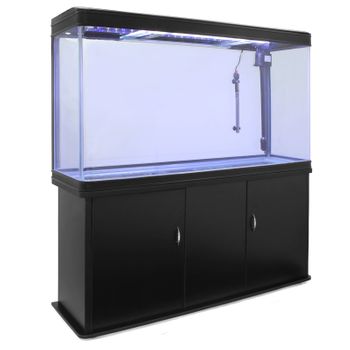 Acuario De 300l Con Mueble Negro, Accesorios Y Grava Azul