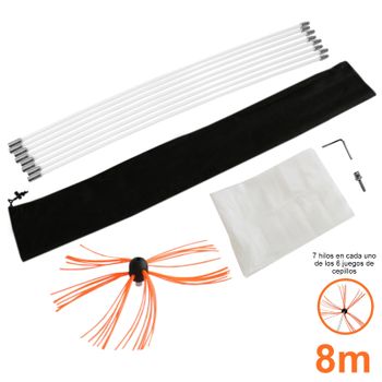 Deshollinador Cepillo Nylon Cepillo 8m Kit Flexibles 8 Varillas