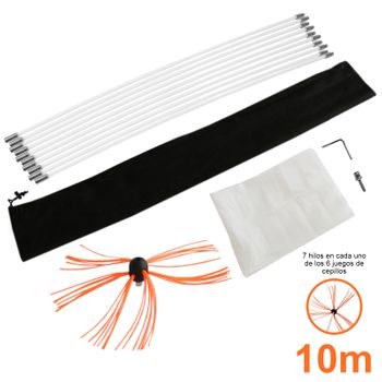 Deshollinador Cepillo Nylon Cepillo 10m Kit Flexibles 10 Varillas