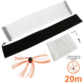 Deshollinador Cepillo Nylon Cepillo 20m Kit Flexibles 20 Varillas