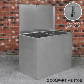 Contenedor Grande De Alimentación Animales Almacenaje 64l Exterior 2 Compartimentos