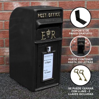 Royal Mail Buzón De Correos Negro Pilar De Hierro Fundido Buzón De Correos Para Cartas Montaje Para Pared Postal