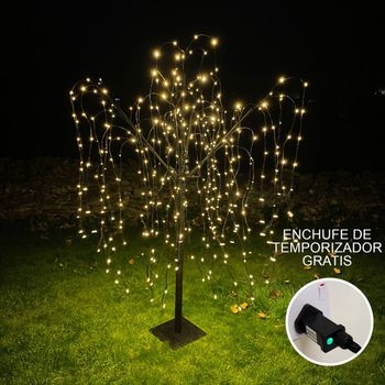 Sauce Llorón Negro Iluminado 180cm Con 400 Luces Led Blancas Cálidas