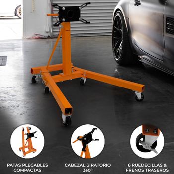 Soporte Motor Plegable Para Reparar Motores Coche Taller Garaje Mecánico 900kg