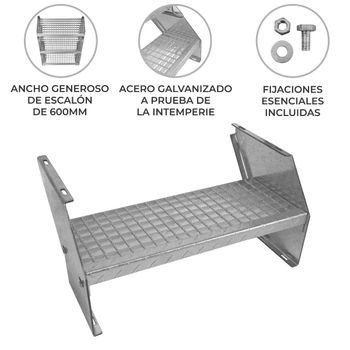 Escalón De Acero Galvanizado Adicional Altura Ajustable 60cm 600mm Escalón Metal