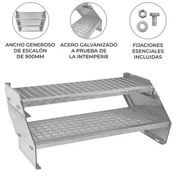 Escalera Galvanizada Ajustable De 2 Secciones – 900mm De Ancho Escalera De Metal