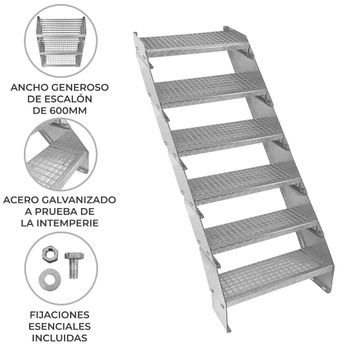 Escalera Galvanizada Ajustable De 6 Escalones– 600mm De Ancho Escalera De Metal