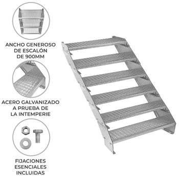 Escalera Galvanizada Ajustable De 6 Escalones– 900mm De Ancho Escalera De Metal
