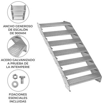 Escalera Galvanizada Ajustable De 7 Escalones– 900mm De Ancho Escalera De Metal