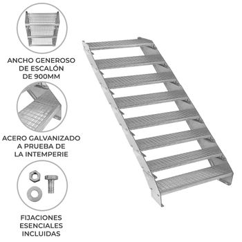 Escalera Galvanizada Ajustable De 8 Escalones– 900mm De Ancho Escalera De Metal