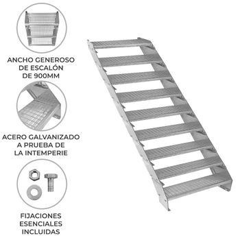 Escalera Galvanizada Ajustable De 9 Secciones – 900mm De Ancho Escalera De Metal