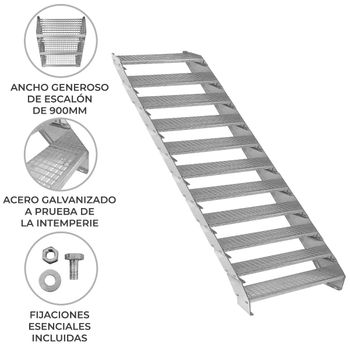 Escalera Galvanizada Ajustable De 11 Escalones– 900mm De Ancho Escalera De Metal