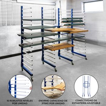 2 Carros Acoplables Y Móviles De Secado De Pintura Para Taller Y Carpintería & Conector 2