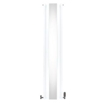 Radiador De Columna Ovalada Con Espejo Y Válvulas Cromadas Trv, Blanco, 1800 Mm X 380 Mm